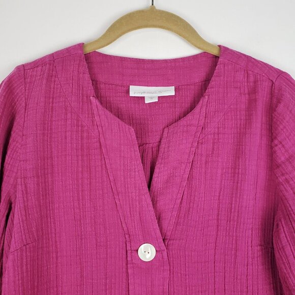 Pure Jill Cotton-Gauze One-Button Tunic Top Plum Purple Organically Grown XS - Picture 3 of 7